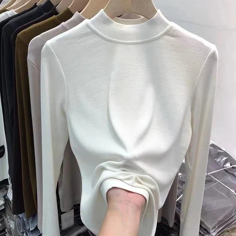 莫代尔棉春秋冬大码时尚长袖T恤女修身显瘦百搭女装打底衫上衣ins