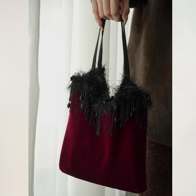 【妮娣原创】新中式原创丝绒包包新年红色包包