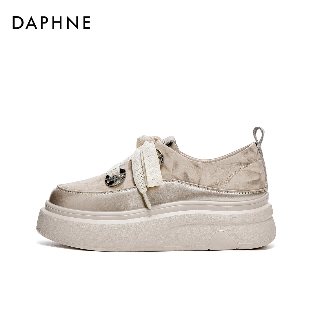 达芙妮厚底ins风增高小白鞋女2025秋季新款时尚系带运动休闲板鞋