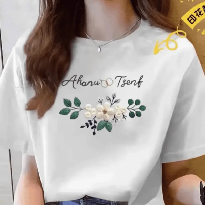 【100％纯棉1】2025纯棉潮流圆领短袖百搭男女同款情侣款多图案