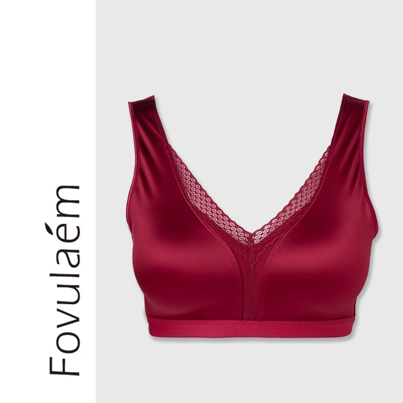 枫竺高端女装阿楠anan纯色立体宽肩带蕾丝V领美背内衣女文胸