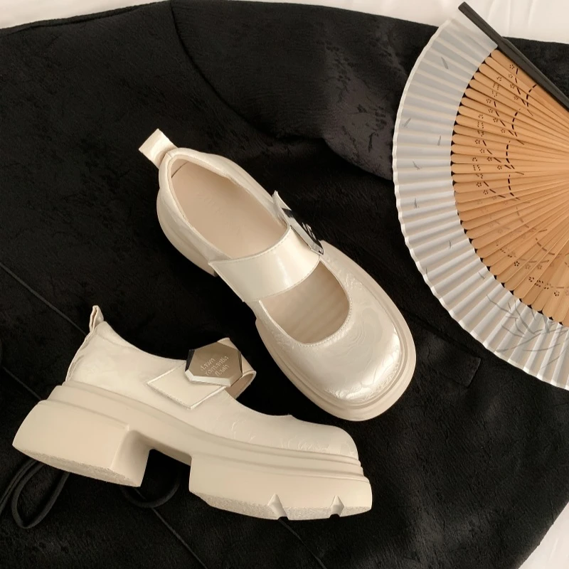 国潮新中式厚底乐福鞋子女2024年春秋新款复古刺绣粗跟玛丽珍单鞋