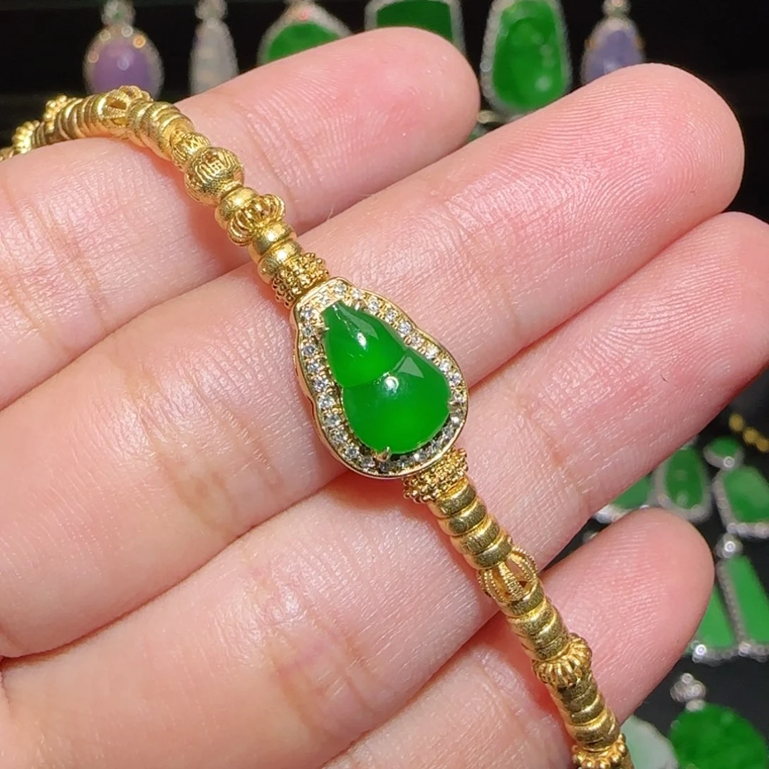 翡翠18K金镶嵌手链