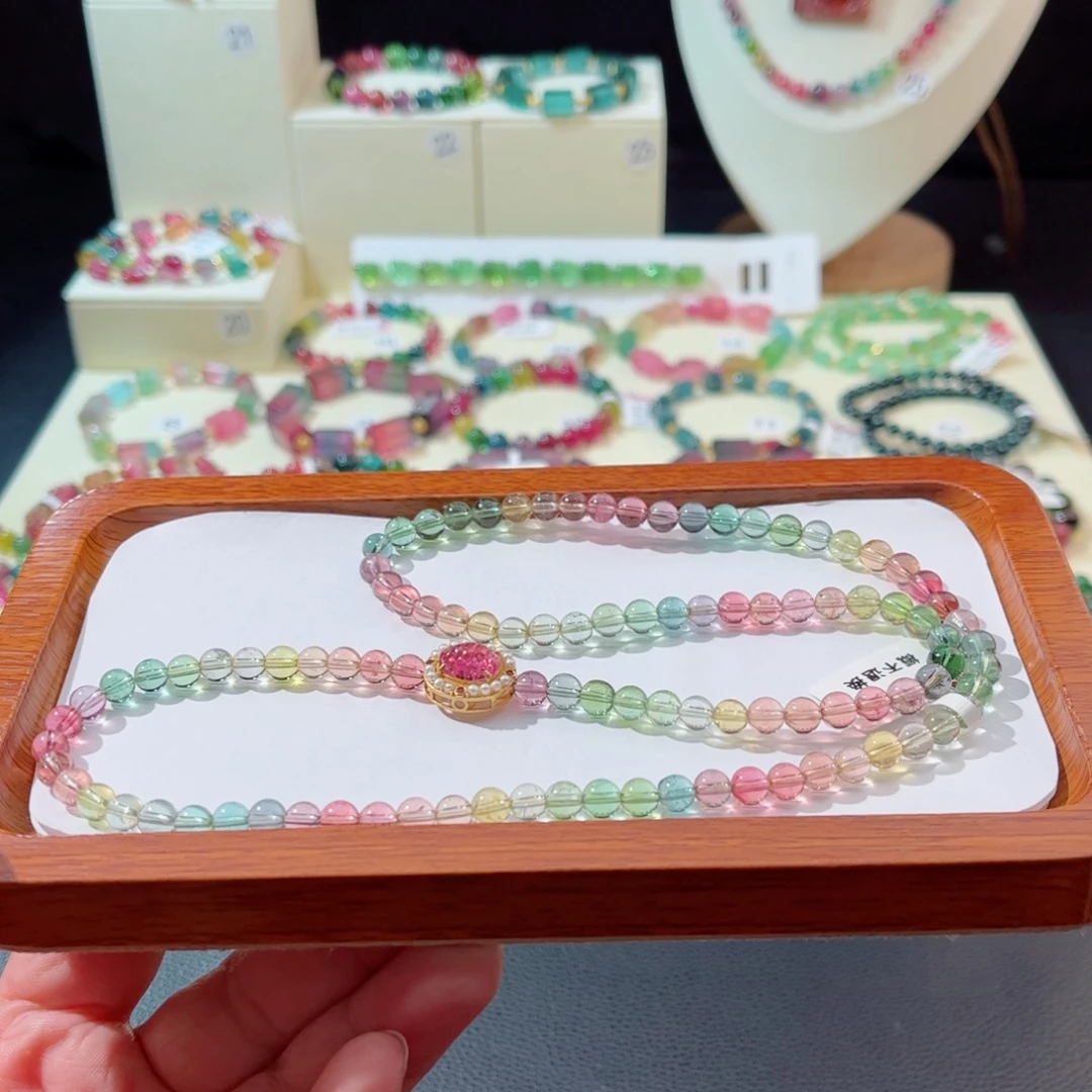 碧玺手串18K金镶嵌手串