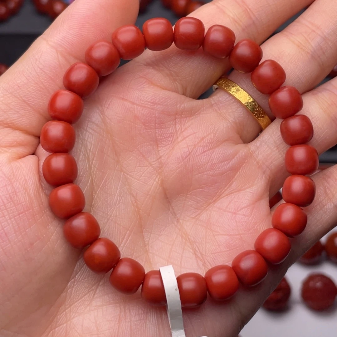 南红玛瑙未镶嵌手串8mm高品保山满红满肉锦红老型手串