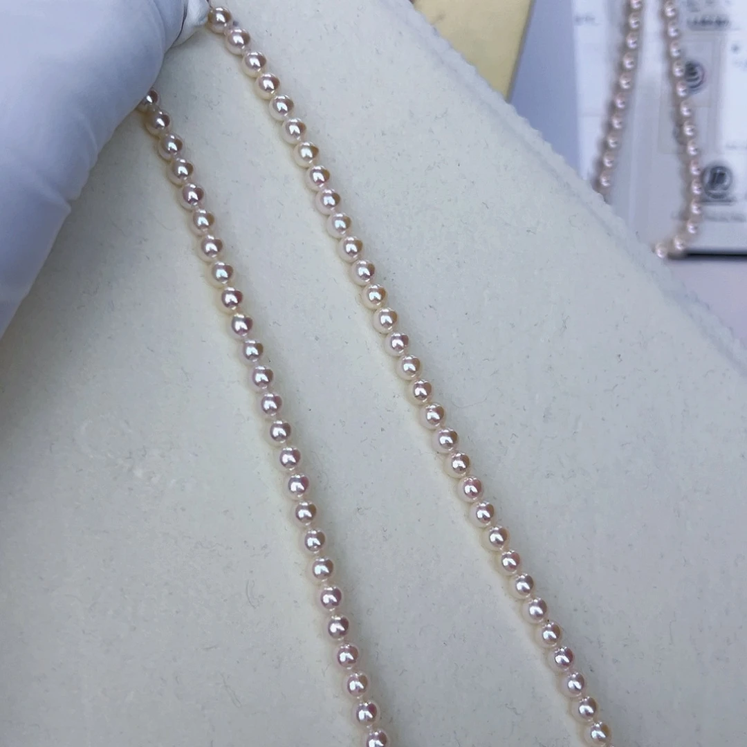 海水珍珠海水akoya设计满珠链5-6mm银S925镶嵌