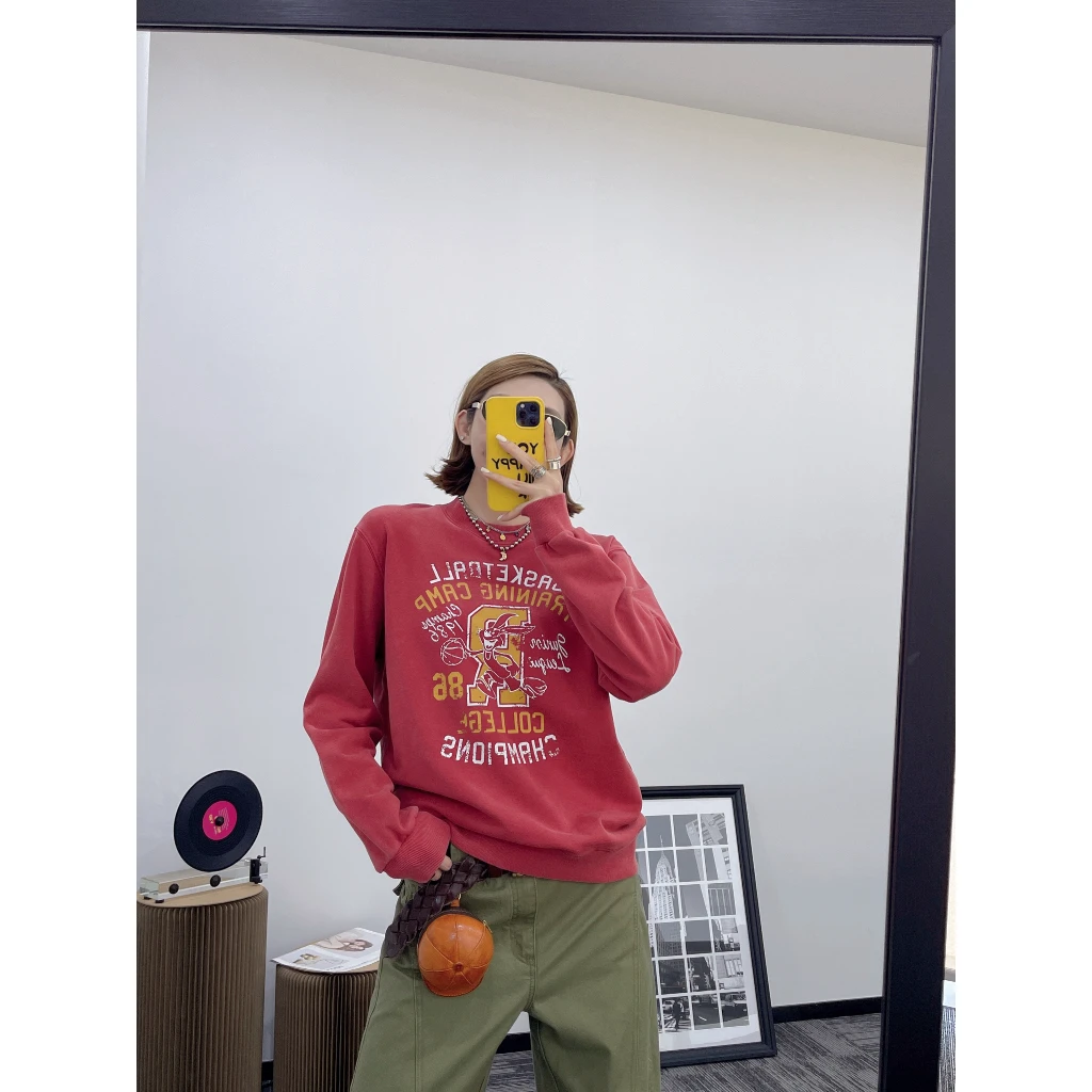 NO退NO换｜【老友记】棉质酵洗工艺美式复古印花圆领休闲卫衣0353