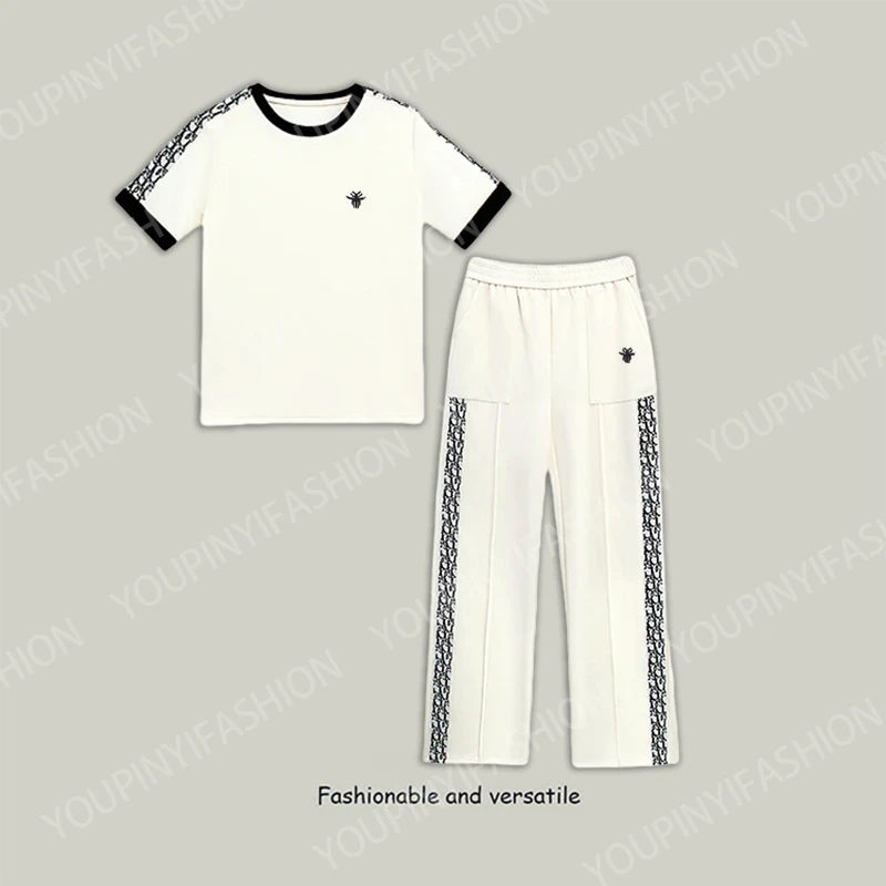 时尚休闲套装女2025夏季新款重工织带拼接设计感时尚潮流两件套女