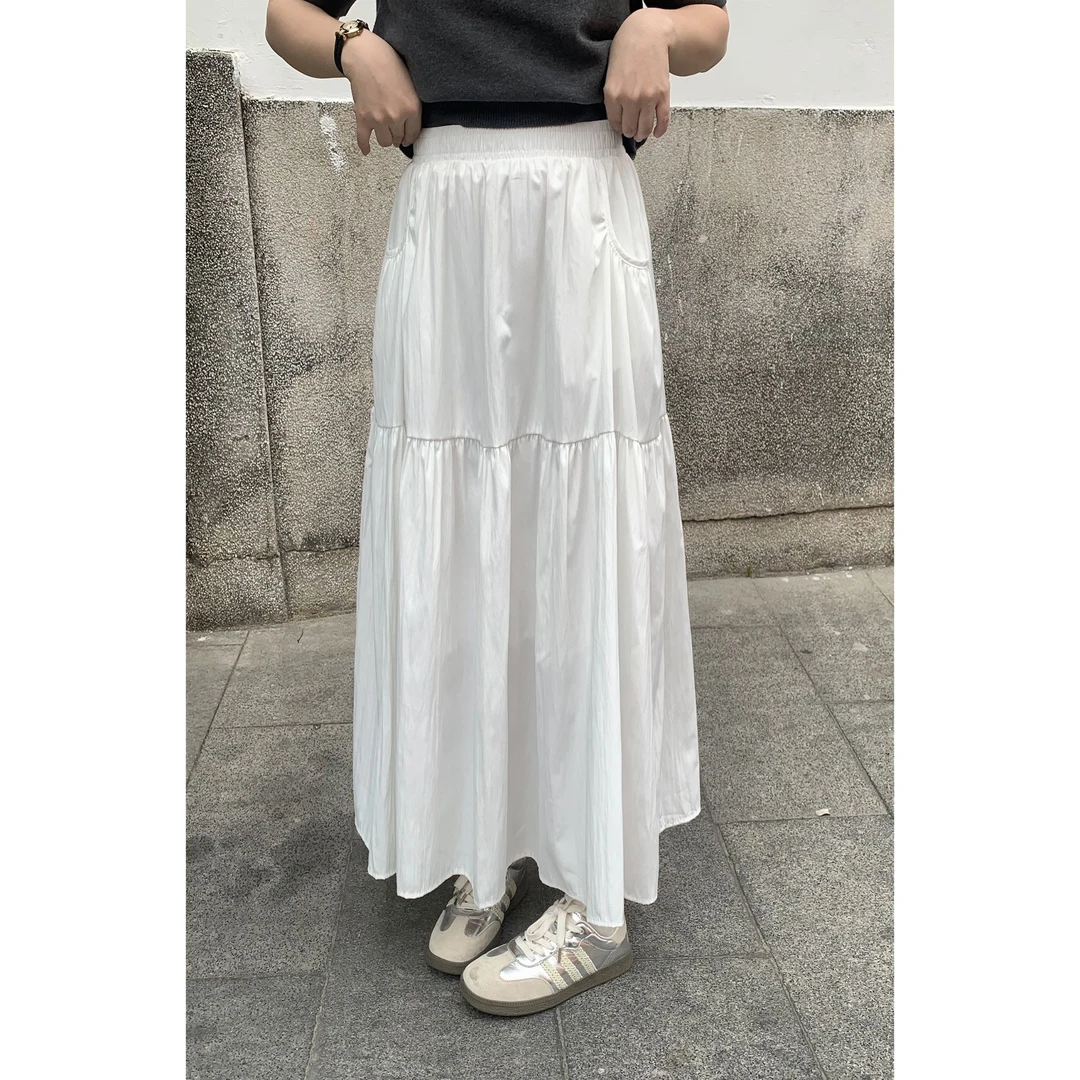 栗子小个子定制休闲口袋半身裙女高腰显瘦山本裙文艺复古百搭伞裙