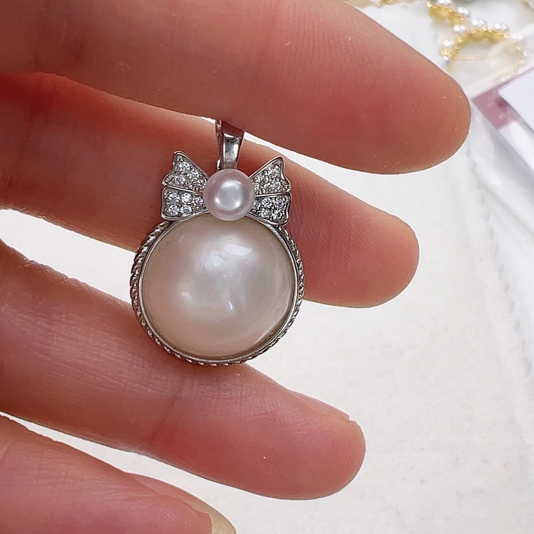 拼合珍珠（马贝珠）颈饰银S925镶嵌