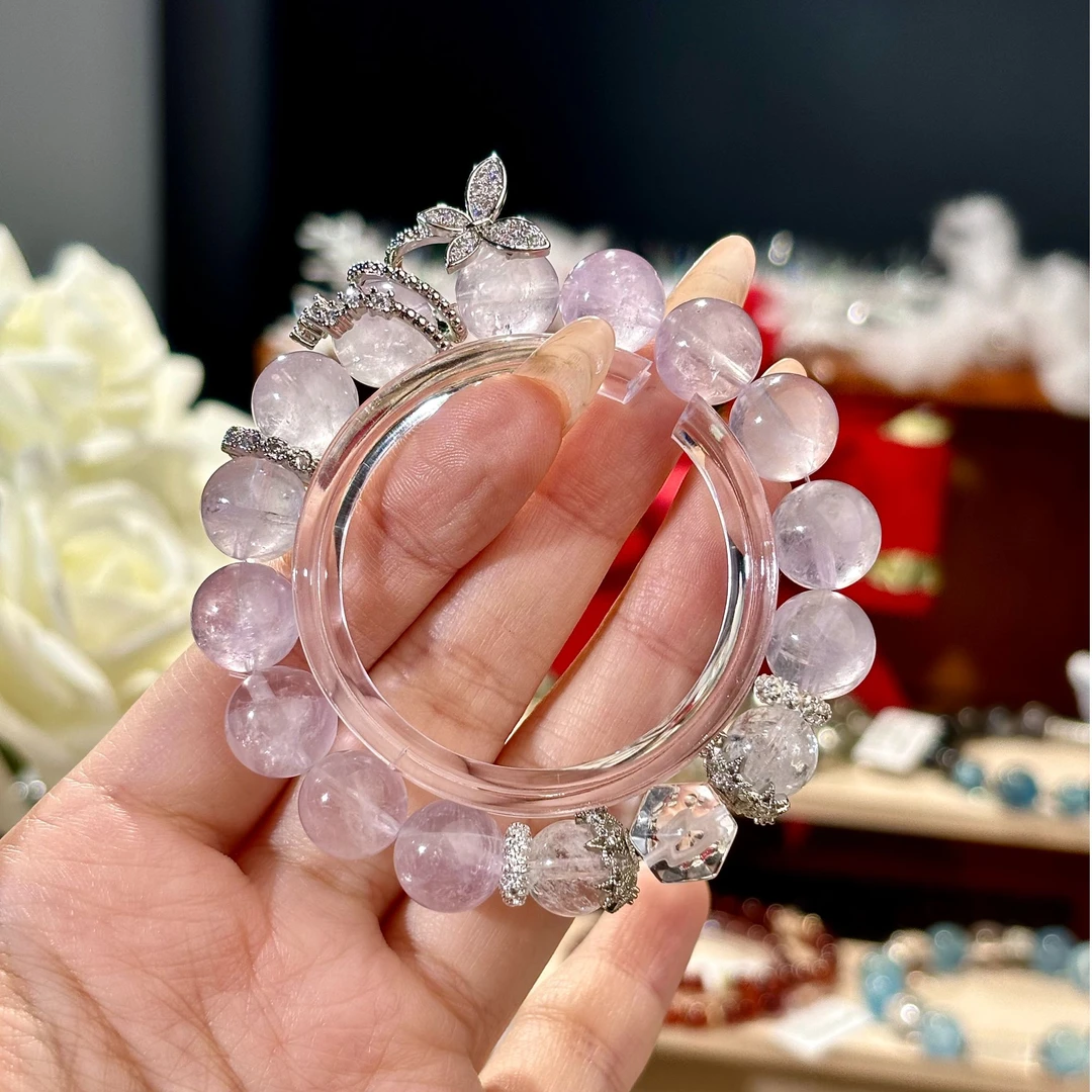 XH104-薰衣草紫水白水手串有暇多样性拍二发一