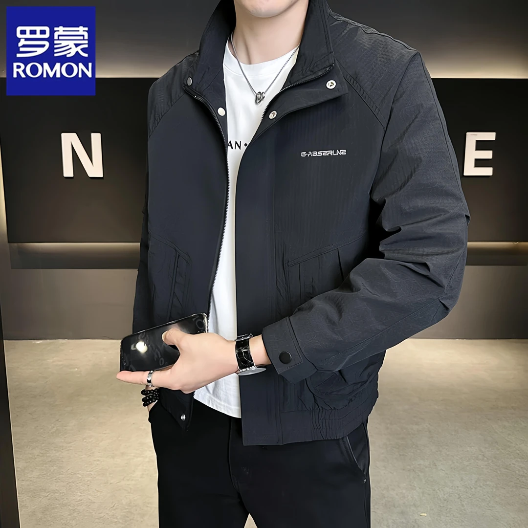罗蒙痞帅立领夹克男士春季休闲百搭外套2025新款高级感秋装上衣潮