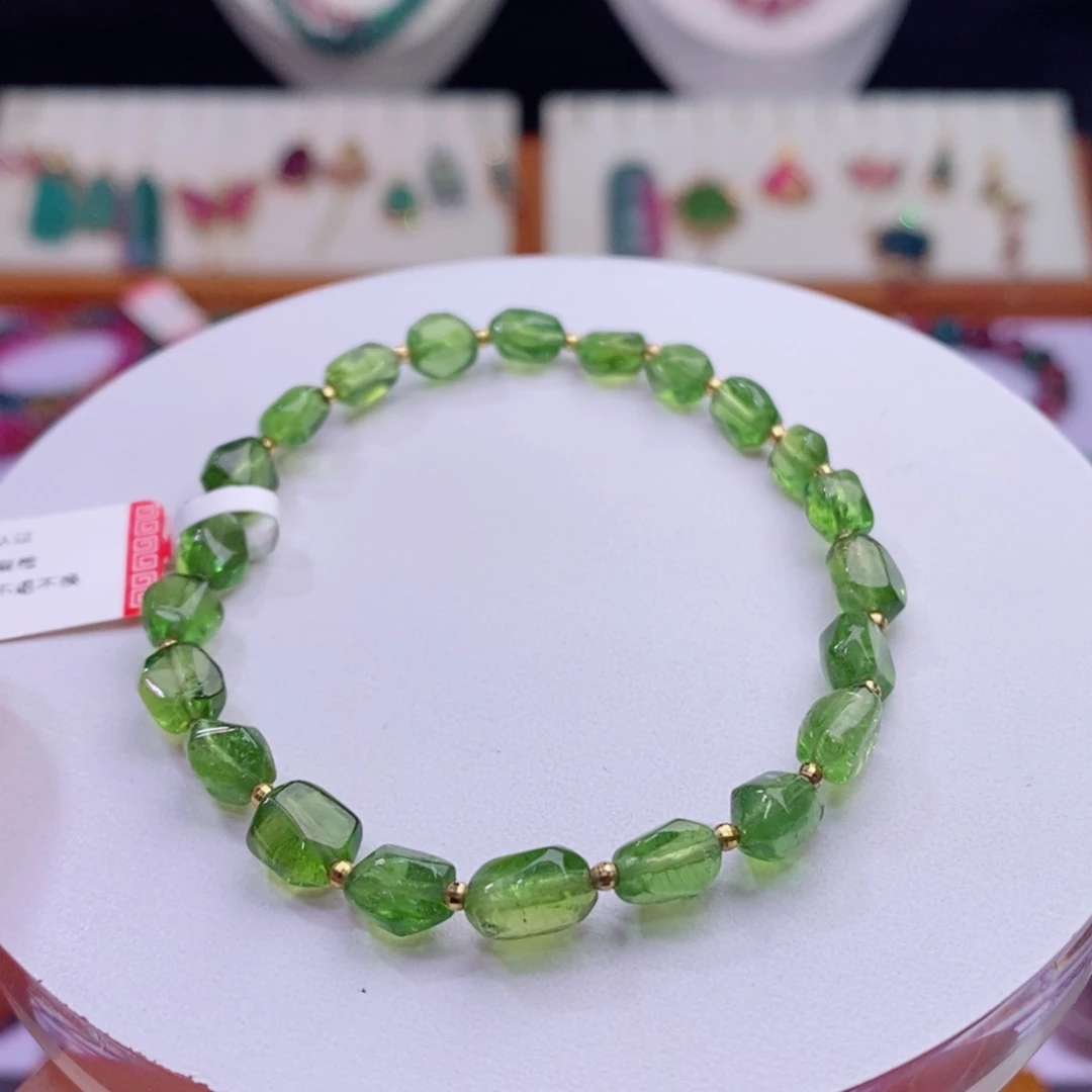 18K金镶嵌手链碧玺糖豆手链yy