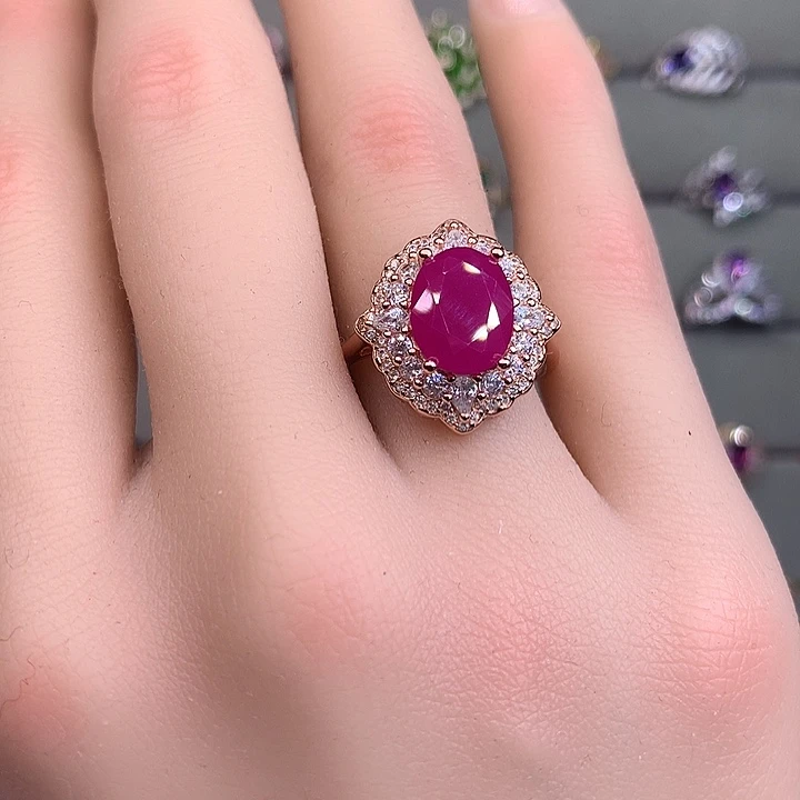 银S925镶嵌戒指红宝石