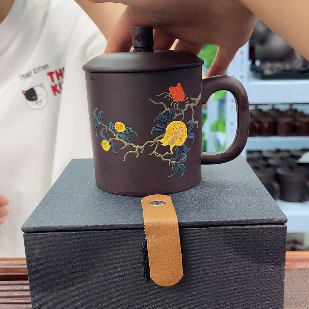 宜兴原矿紫砂全手工盖杯