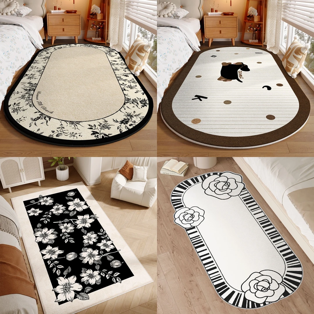 现代轻奢长条地毯清凉地毯卧室床边毯客厅茶几垫可擦防滑加厚地毯