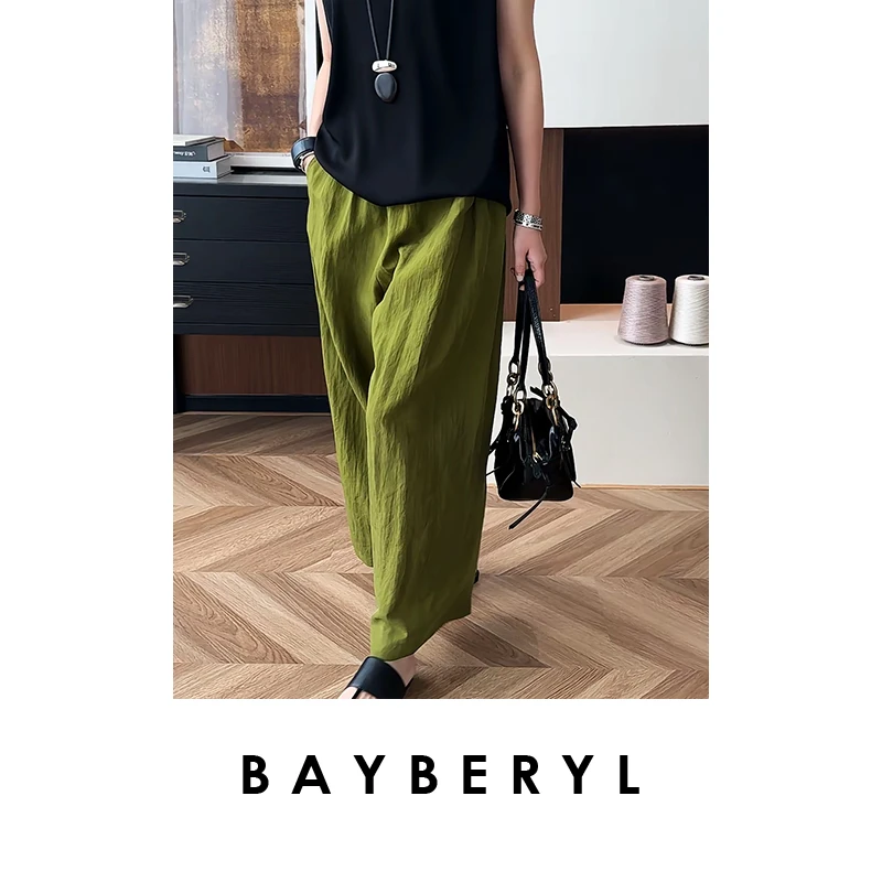 BAYBERYL老贝绿龟*香云时尚宽松阔腿松紧腰休闲裤9XXK5E2027-5/21