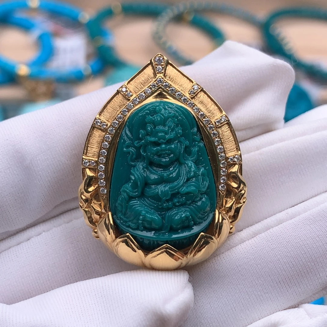 18K金镶嵌绿松石珠宝奇石