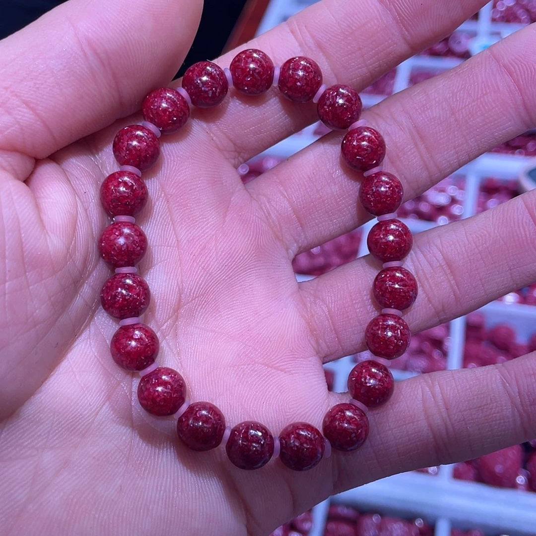 天然辰砂晶体8毫米21颗送一颗