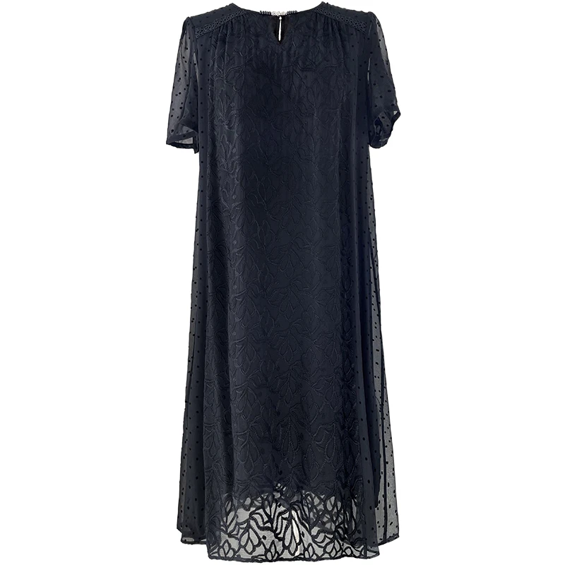 【设计师沈兰】E9622大码真丝连衣裙2025夏优雅桑蚕丝裙子