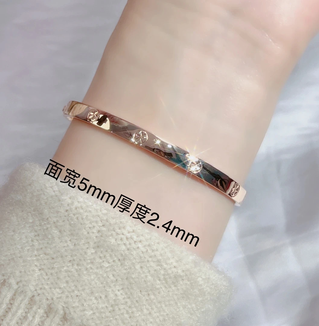 18K金米字车花5mm卡镯57#