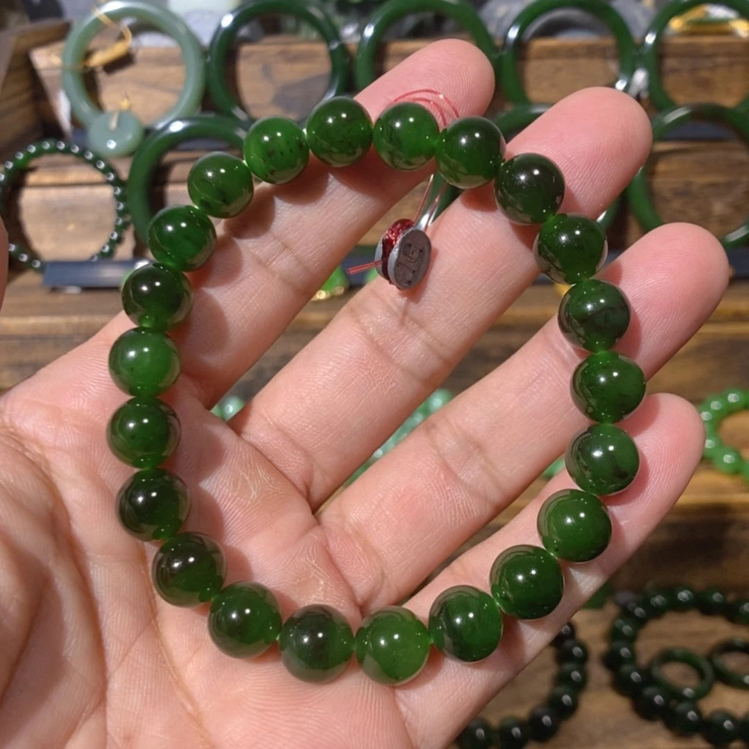 【闪购商品】吊坠(不含链)未镶嵌和田玉巴料红皮菠菜绿手串 10