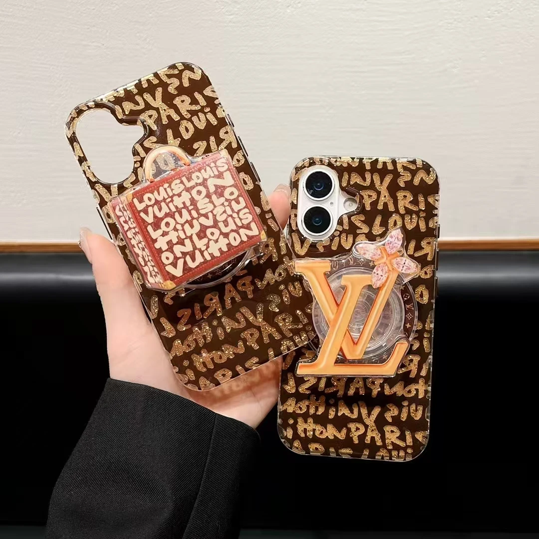 新款老花磁吸带支架适用于iPhone16/15/14苹果手机壳lv苹果13