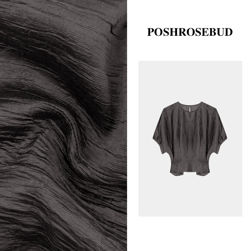 POSHROSEBUD【雅典灰韵】100人丝薄款蝙蝠袖系带气质上衣衫-80733