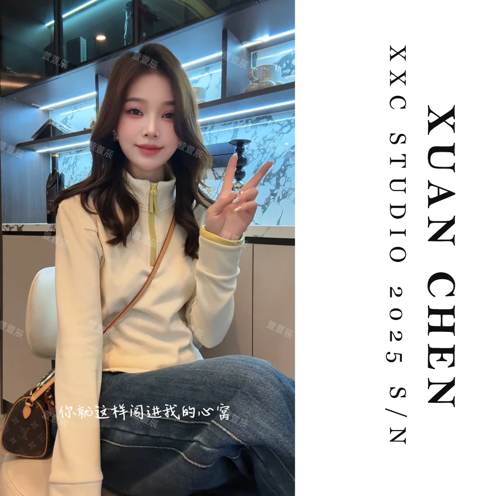 【榴莲千层】秋冬ins风修身卫衣加厚洋气可外穿内搭女打底衫#9213