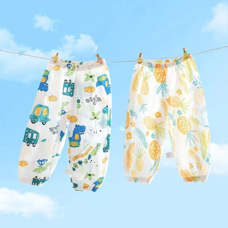 宝宝裤子夏季装小童纯棉婴儿防蚊裤休闲裤男童长裤女童束口灯笼裤