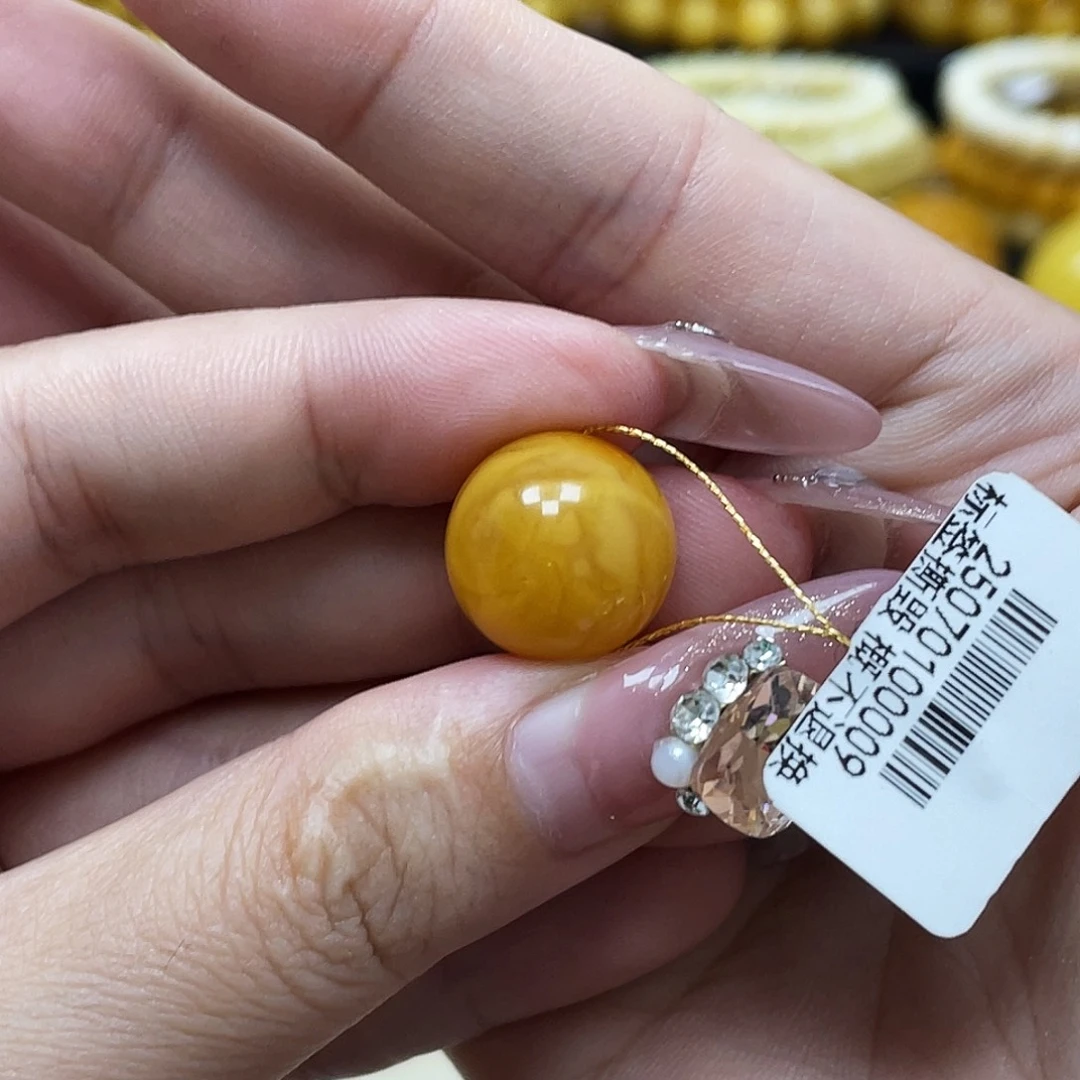 裸石蜜蜡未镶嵌14.7mm氧化妖花圆珠瑕