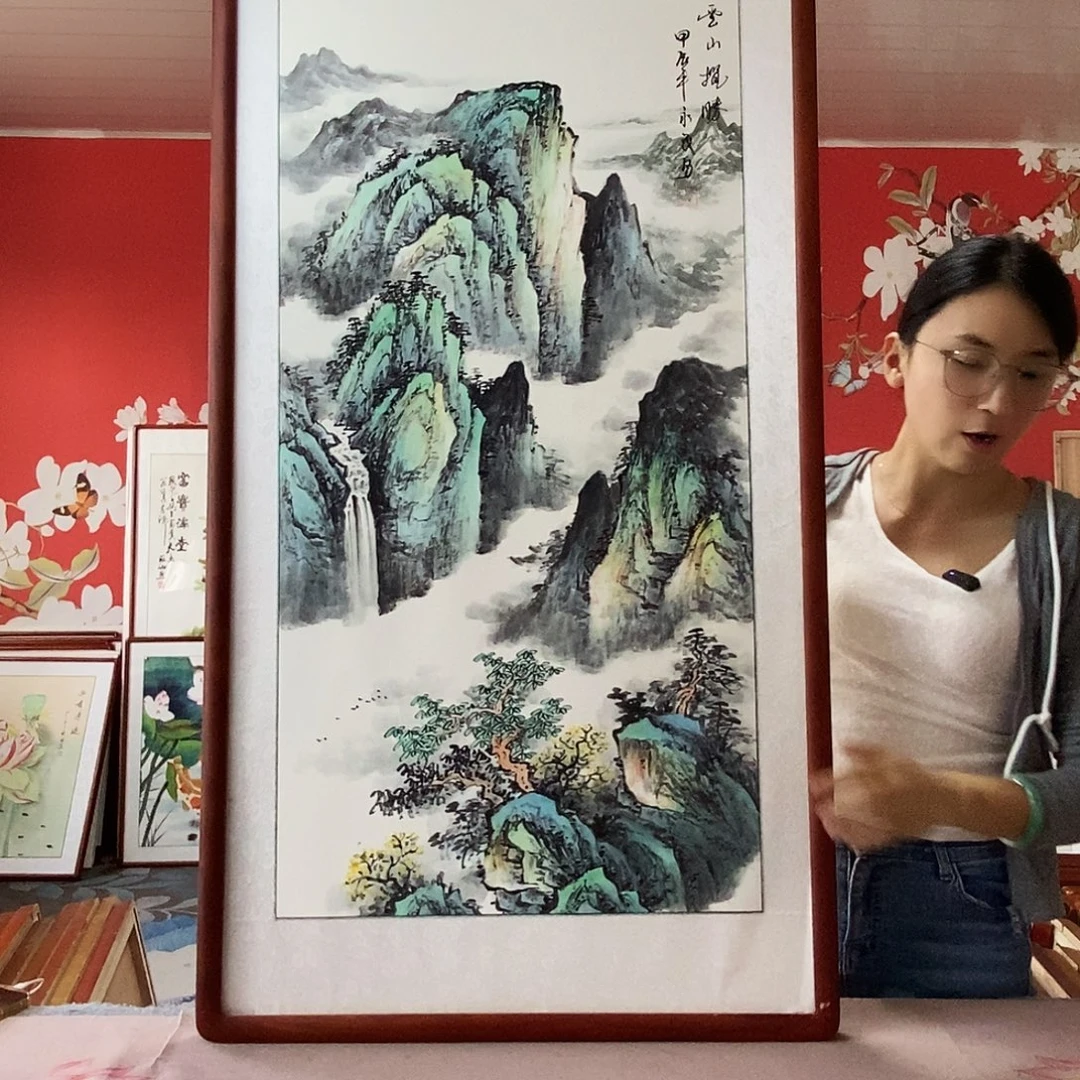 国画手写手绘带框包邮国画作品62✖️122