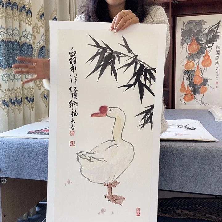 国画纯手绘国画写意作品34*68