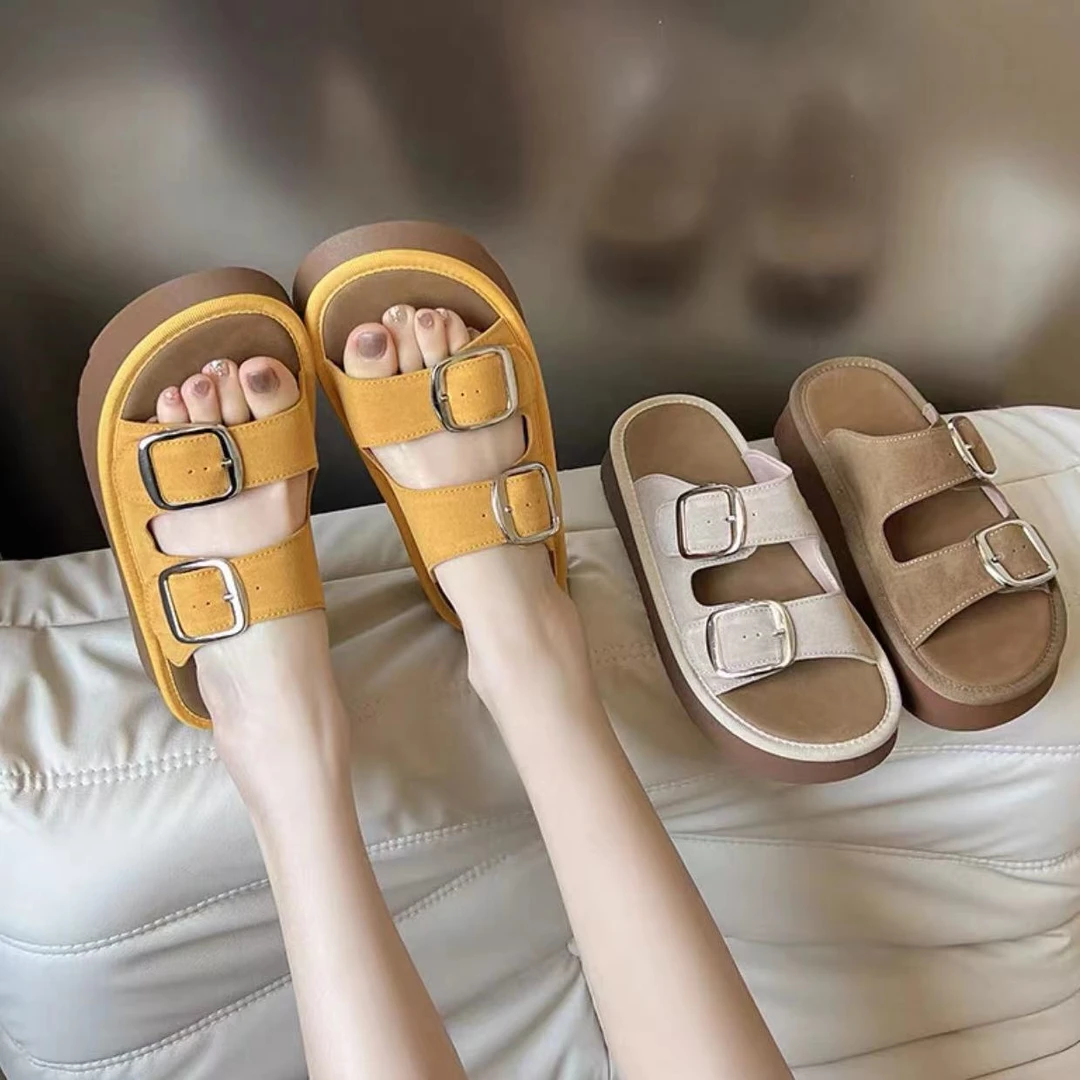 厚底勃肯凉拖鞋女夏外穿2025新款超火增高复古百搭罗马沙滩凉鞋拖