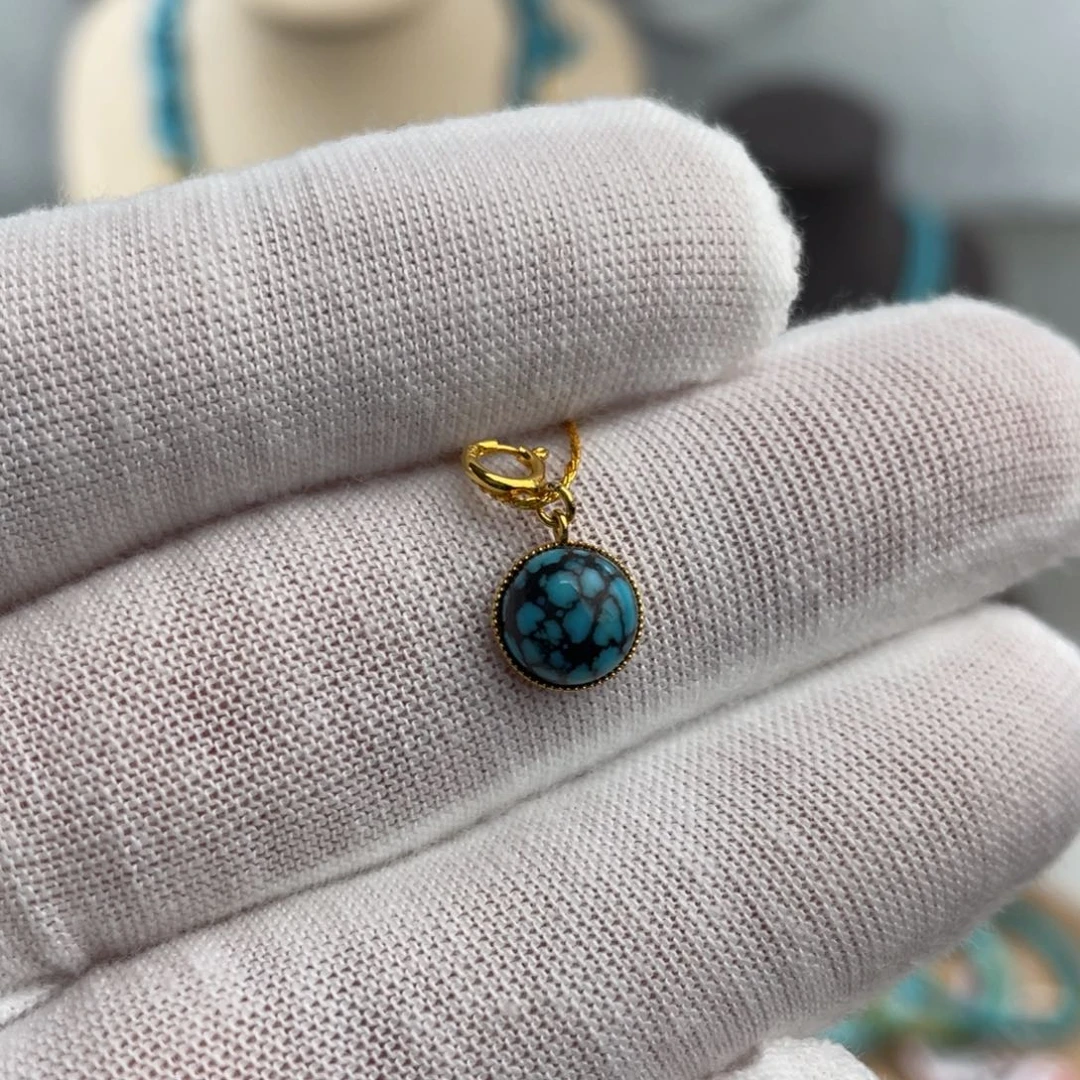 绿松石手链18K金镶嵌吊坠