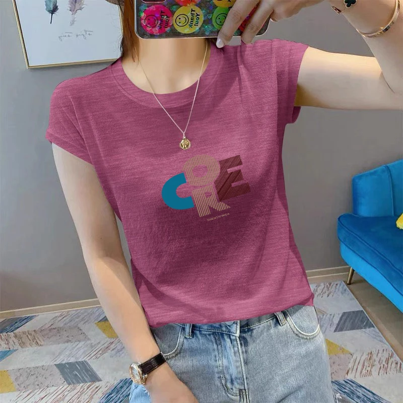 凉爽竹节棉女夏短袖T恤2025新款时尚减龄显瘦女装上衣百搭休闲