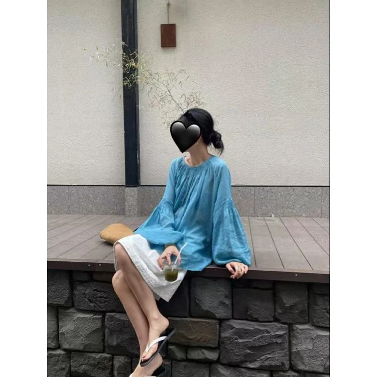 向晚意夏季薄款中长款四季罩衫慵懒风上衣宽松百搭刺绣短裙半身裙