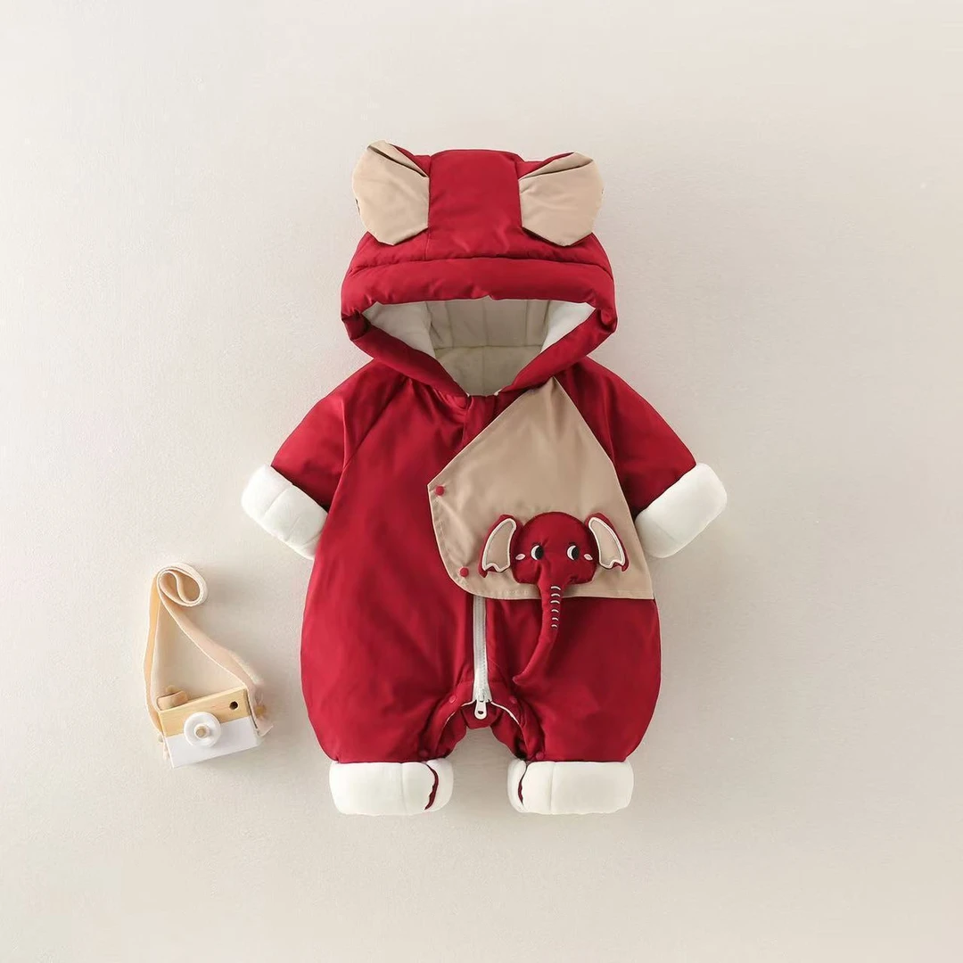 新生儿可爱冬装婴儿连体衣加厚秋冬抱衣外出服套装女宝宝外套哈衣