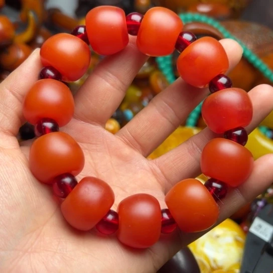 琥珀（花珀）手串未镶嵌蜜蜡