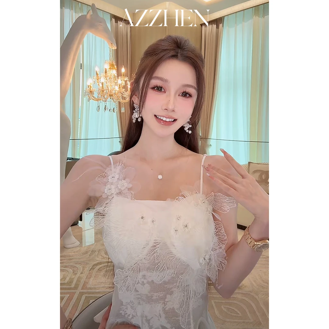 AZZHEN【碧波清浅】不规则荷叶边吊带背心AZ5DST10-00