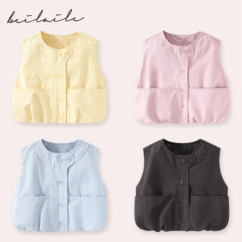 【工装马甲背心 小洛妈咪】宝宝春秋儿童装婴儿上衣马甲背心C7