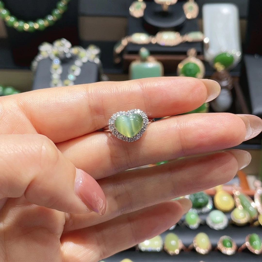 和田玉银S925镶嵌戒指