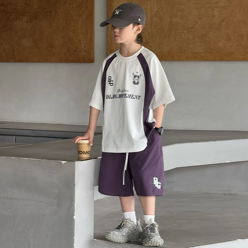 男童夏装套装6-12岁潮牌中大童男孩夏季薄款短袖儿童运动时尚洋气