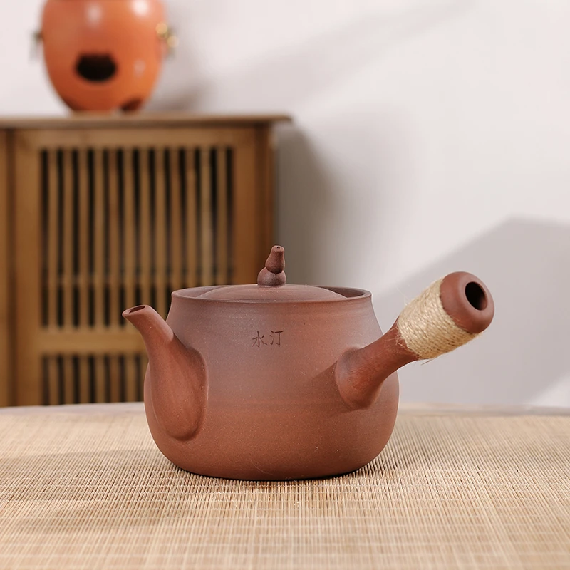 【晴紫阁】潮州古陶坊烧水茶具陈腐老岩泥大口砂铫陶壶煮