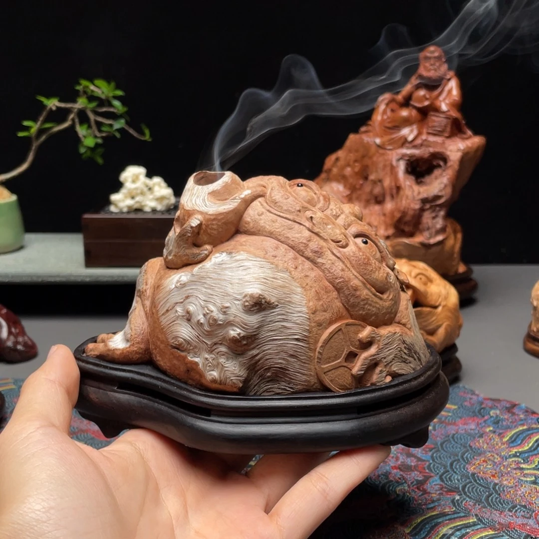 父***合荔枝木荔枝木金蟾香炉