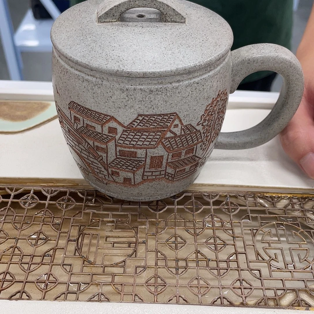 茶杯紫砂紫砂盖杯汉瓦