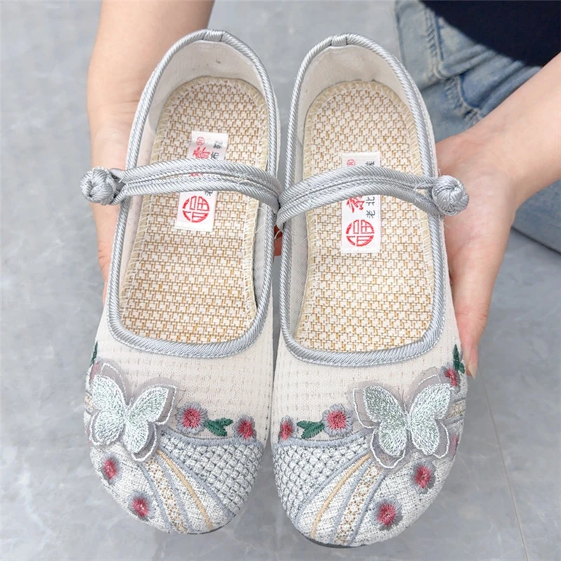 夏季透气网纱老北京布鞋女单鞋新中式复古民族风汉服鞋软底妈妈鞋