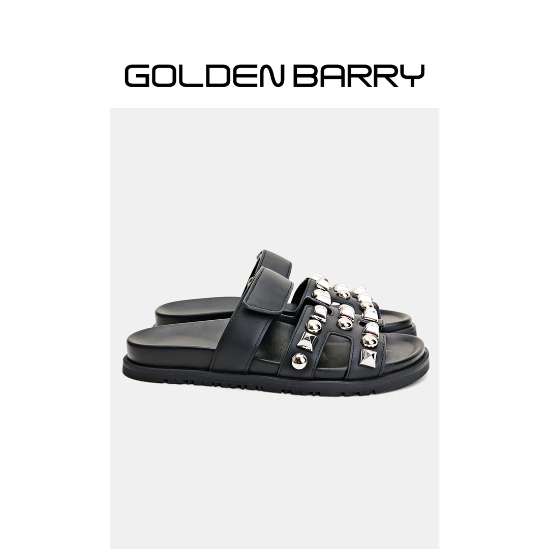 GOLDENBARRY|643046铆钉皮拖