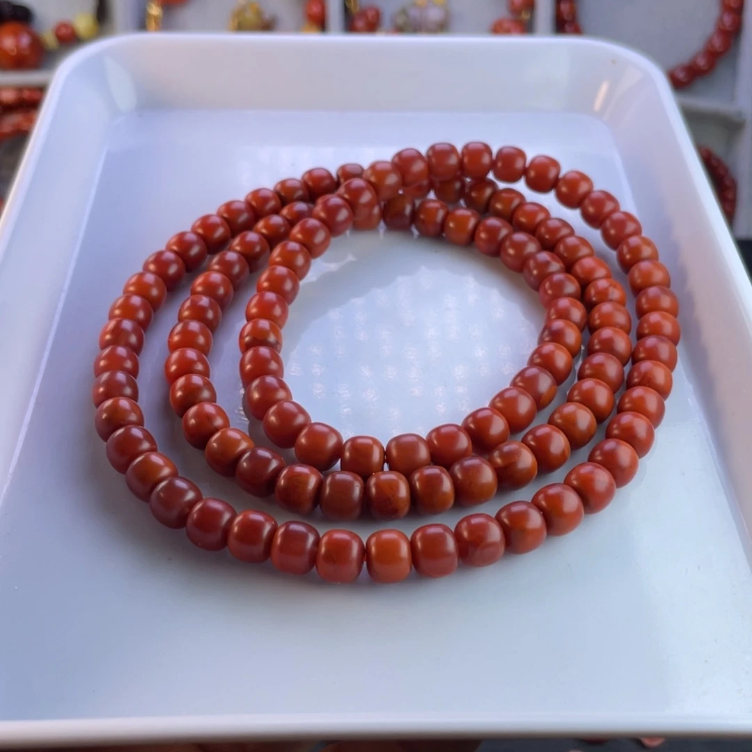 南红玛瑙未镶嵌珠宝奇石多圈佛珠尺寸8mm
