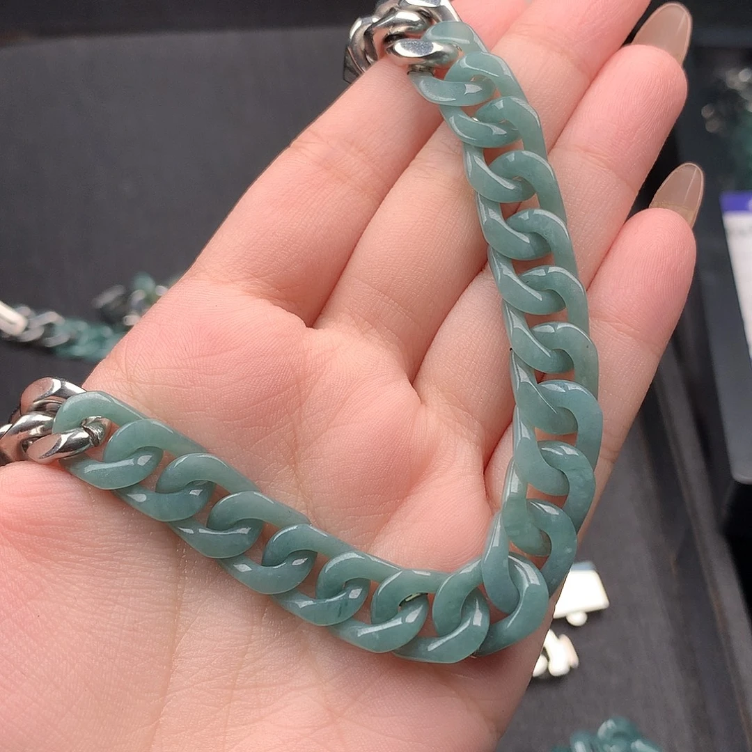 啦***斯翡翠未镶嵌手链003